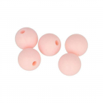 Lot de perles rondes en silicone - 10 mm - Rose Poudr&eacute; - 5 pcs