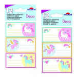 24 &eacute;tiquettes adh&eacute;sives scolaires - Rectangle - Licornes magiques