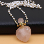 Parf&uuml;&uuml;mipudeli kaelakee Looduslikust kivist Roosa Kvartsist Parf&uuml;&uuml;mipudeli ripats Naistele J&otilde;ulude Halloweeni kinkekett 80cm 22x37x13mm