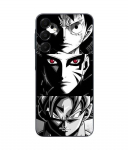 Coque pour Samsung Galaxy A16 Sangoku Naruto Luffy one piece Dragon Ball Z fond noir et blanc, anime manga Maniacase