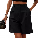 Naiste suvised k&otilde;rge v&ouml;&ouml;kohaga l&uuml;hikesed ja laia l&otilde;ikega p&otilde;lvepikkused taskutega l&uuml;hikesed p&uuml;ksid vabaaja &auml;riliseks kasutamiseks m&otilde;eldud t&ouml;&ouml;p&uuml;ksid M must