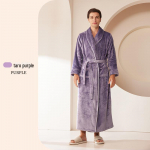 [2001 Uus] Eriti pikk paks unisex flanellist hommikumantel: S&uuml;gis/Talv, XL Korallfliisist Hommikumantel Medium