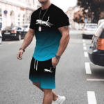 3D digitaaltr&uuml;kk meeste mood l&uuml;hikeste varrukatega l&uuml;hikeste p&uuml;kste komplekt v&auml;li t&auml;nav meeste spordip&uuml;ksid suvine igap&auml;evane vabaaja meeste T-s&auml;rk L