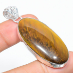 Tiger Eye Handmade 925 Sterling Silver Jewelry Pendant 2.29 i1y88