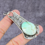 Chrysoprase Handmade 925 Sterling Silver Jewelry Pendant 3.42 y8s01