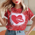 Naiste lai &uuml;mara kaelusega s&otilde;brap&auml;eva armastuse tr&uuml;kiga l&uuml;hikeste varrukatega T-s&auml;rk topp L