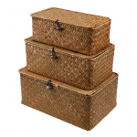 3 tk Kaanega Punutud Rotangist Hoiukorvid Suure Mahutavusega Naturaalse Stiiliga Vitspunutud Hoiukorvid Virnastatavad Segakraami Hoiukarbid 1 Set