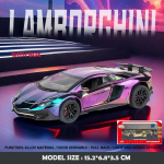 1:32 galvaanilise kattega Lamborghini SVJ LP750 superauto mudel heliga ja tuledega lastele poistele metallist m&auml;nguasi s&otilde;iduk miniatuur j&otilde;ulud lilla