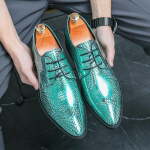 Disainer Meeste Terava Otsaga Kalasoomusmustriga Lakknahast Oxford Kingad &Auml;ri Pulmakleit Sinine Roheline Sapatos Tenis Masculino 45 blue