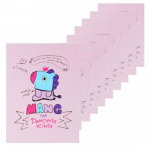 BT21 Kesk- ja G&uuml;mnaasiumi Jooneline Vihik, 10 tk komplekt, 4 valikut (TATA, MANG, CHIMMY, COOKY) roosa