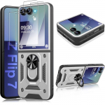 Coque de protection - BOOLING - Galaxy Z Flip 7 - Antichoc - Argent&eacute; - 2 Verres Tremp&eacute;s