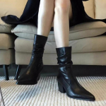 Moodsad Uued Luksuslikud Naiste Nahksaapad Naistele S&uuml;gis Talv Paksude Kontsadega Kauboi Saapad Naine Lahtise S&auml;&auml;rega Poolde S&auml;&auml;reni Volditud L&auml;&auml;ne Saapad 35 must