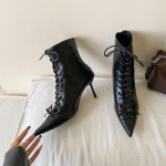 Moodne Mood Paelkinnitusega Naiste Pahkluup Modernsed Saapad &Otilde;hukeste Kontsadega Kingad Terava Ninaga Elegantne Naiste L&uuml;hikesed Saapad Naiste Pumbad Kingad lady 35 must