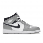Air Jordan 1 Mid GS Light Smoke Grey Laste tossud Valge Antratsiit 554725-078 35.5