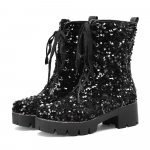 Roosad s&auml;delevad Briti Naiste Platvormkingad Kuldse litritega Kangas K&otilde;rge Paks Konts &Uuml;mar Nina Paeladega Daamide Platvorm Kingad 34 must