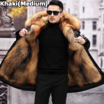 Kunstkarusnahast mantel lahtine mantel Paks soe meeste pluus mantlid Fox Hair sisevooder Eemaldatav krae, pikk karusnahk Parkid karusnahast jope 5XL black