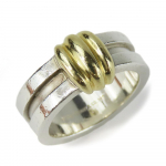 Used TIFFANY&Co. Ring Groove Wiz 3 Row EU#52.5 Silver925/K18 yellow gold 9.5g Silver Yellow Gold