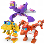 Uusim 3 tk/komplekt ABS Minideformatsioon Gogo Dino tegevuskujud Muunduv auto lennuk dinosaurusm&auml;nguasjad lastele kingitus