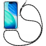 Coque pour iPhone 17, Protection Renforc&eacute;e TPU Antichoc Transparent avec Cordon Noir