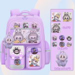 Multikas LABUBU Laste Koolikotid Laste Seljakotid Teisest Kuuenda Klassini Veekindlad Kerged ja Suure Mahutavusega Seljakotid Ripatsiga KTY lilla