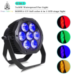 Veekindel 7x18W RGBWA UV 6-in-1 LED Par Valgusti IP65 V&auml;listingimustes Lava Valgusti DMX-juhtimisega Lava Valgustus DJ Atmosf&auml;&auml;r Disko Valgusti must