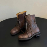 Naiste poolsaapad, n&ouml;&ouml;riga t&uuml;druk, kauboi, mootorratta trend, uus rock-punk-mood, madala kontsaga disainerkingad &Uuml;mmargused nahast saapad 38 must