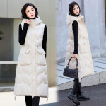 Talvised varrukateta vestid naistele mood kapuutsiga pikk parklane vest Soe lukuga riided sulemantlid Parka &uuml;ler&otilde;ivad 2XL must