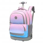 Kooli&otilde;pilased kannavad ja t&otilde;mbavad kaheotstarbelisi ratastega k&auml;ruga koolikotte, millega saab trepist &uuml;les ronida 46CM x 31CM x 28CM