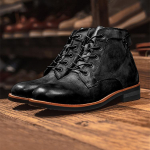 Moodsad meeste retro mootorrattasaapad Paeladega pahkluusaapad Vabaaja k&otilde;rged kingad meestele Kulumiskindlad k&otilde;rbed L&uuml;hikesed Botas Zapatos Saapad 38 must