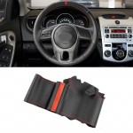 Car Accessories Steering Wheel Red line with red strip Microfiber Perforated Leather Cover Trim For Kia Forte Soul Rio 2009-2011