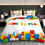 3 tk Ehitusklotside Voodipesu Tekikoti Komplekt Lego Ehitusklotside Voodipesu Komplekt V&auml;rviliste Ehitusklotside Teemaline Vooditeki Komplekt Duvet Cover Set&EU Single(135x200cm)