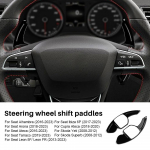 For Seat Leon fr MK3 MK4 5F ST Cupra Ateca Alhambra Arona Ateca ibiza 6P Carbon Fiber ABS Steering Wheel Paddle Shifter Sticker For Leon MK4 13-23 punane