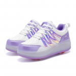 Neljarattalised Heely kingad Lastele ratastega Spordijalatsid USB-laetavad LED-valgustusega Spordijalatsid T&uuml;drukute rulluisud 40 lilla/valge