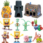 11 tk Akvaariumi Spongebob kaunistus kaladele, erakr&auml;bile, kilpkonnale, krevettidele
