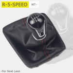K&auml;igukangi nupp Manuaalne 5/6 k&auml;iguline Seat Leon III 3 MK3 2012-2017 jaoks Musta nahast k&auml;igukangi &uuml;mbrisega Punase joonega seat leon 3 jaoks Black-5 Speed