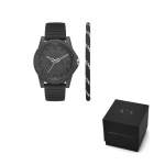 ARMANI EXCHANGEAE K&auml;ekell Kvartsmehhanism Silikoonrihm Must sihver Meeste Kellad Karbis AX7159SET Black Dial