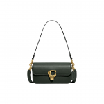 Coach Studio 20 H&otilde;bedane Logo Klapp Riistvara Lukk Sulgemine Nahast Nahast Baguette Crossbody &Otilde;lakott V&auml;ikesed Naiste kotid Oliiviroheline CE331-B4RFT Basic Set (Bag+Dust Bag)