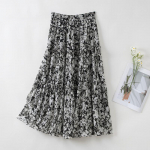 TUHUANG 100% Siidist Vintage Lilleline A-l&otilde;ikeline Midi Seelik S