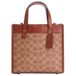 Coach Field 22 Klassikaline logo Hobuvankri mustriga tr&uuml;kitud kott Naiste kott Pruun Kollane CU887-B4SIM Basic Set (Bag+Dust Bag)