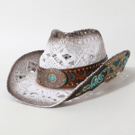 Couple's hats for men and women, travel sun protection hats, western cowboy straw hats, hand-woven straw hats Average Size valge
