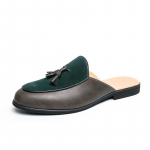 Meeste poolsaapad seemisnahast Mugavad k&otilde;ndimiseks Vabaaja Disainer Tupsudega Jalan&otilde;ud Slip-on &Uuml;hev&auml;rvilised Loaferid Lamedad sussid 38 roheline