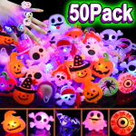 50 tk LED s&auml;delevad s&otilde;rmused Halloweeni peoks Helendavad s&otilde;rmused n&otilde;ia, k&otilde;rvitsa, kummituse kujundustega L&otilde;bus kingitus lastele ja kommikoti t&auml;idis Random style