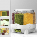 Niiskus- ja putukakindel majapidamises kasutatav p&ouml;&ouml;ratav riisi&auml;mber, suure mahutavusega suletud teravilja ja terade lahterdatud riisi hoiukast valge