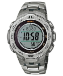 Casio Meeste Roostevabast Terasest 100M Veekindel Digitaalne Alarmi Kvartsikell PRW-3100T-7 valge