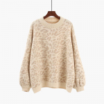 Naiste kampsun, kilpkaelusega, leopard, kootud kampsun, loomatr&uuml;kiga talv, paks naiste pulloverid, vabaaja topid, suur kampsun One Size