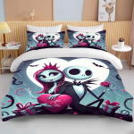 3D The Nightmare Before Christmas Tr&uuml;kitud Voodipesukomplekt 1 Tekikott 2 Padjap&uuml;&uuml;ri T&auml;iskasvanute ja Laste Voodipesukomplekt Mitu Suurust 135x200cm