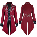 Keskaegne Tuxedo Steampunk Vintage viktoriaanlik pikkade varrukatega tuulepluus Keskaegne vintage &uuml;likond, printsi kost&uuml;&uuml;m meestele meeste aurupunk XS punane
