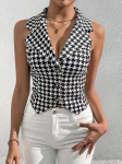 Suvine Uus Seksikas Kaelarihmaga Kootud V&auml;ike Maika Vest Naiste Seljas Slim Fit L&uuml;hike Top 2XL black