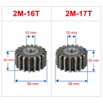 Sirge hammasratas 2M16T/17T/18T/19T Madala s&uuml;sinikterasest Hammaste paksus 20 mm Metallhammasratas Hamba samm 6,28 mm Ava suurus 10 mm Riistvara osa 10 mm
