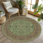 &Uuml;mar vanaaegse stiiliga vaip Geomeetriline lillemuster Matt libisemiskindel pehme stiilne elegantne elutoa magamistoa kodu kaunistamiseks 120cm x 120cm